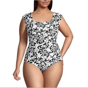 Lands' End Size 22W Chlorine Resistant Soft Cup Tummy Control Swimsuit One Piece